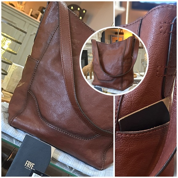 FRYE Leather Side Pocket Hobo Bag in Cognac, Like New! Gorgeous! - Picture 3 of 16